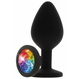 TOYJOY Rainbow Booty Jewel Large Silicone Plug with Multicolor Gem