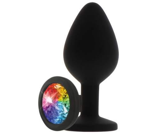 TOYJOY Rainbow Booty Jewel Large Silicone Plug with Multicolor Gem