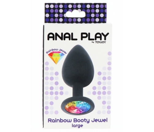 TOYJOY Rainbow Booty Jewel Large Silicone Plug with Multicolor Gem