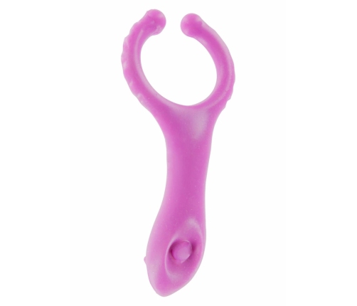 Vibrating Clit-Stim C-Ring by Dream Toys - Silicone, Textured, Black