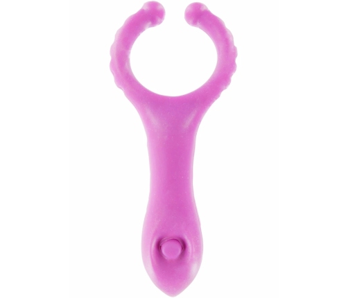 Vibrating Clit-Stim C-Ring by Dream Toys - Silicone, Textured, Black