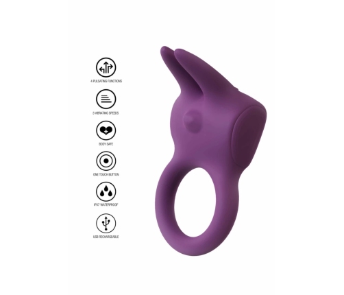 Eos The Rabbit C-Ring Twin Motor Silicone Intimate Ring, Black