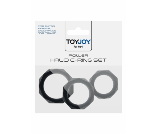 TOYJOY Power Halo C-Ring Set Silicone Adjustable 3 Sizes Black