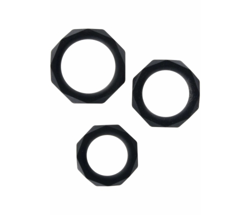 TOYJOY Power Halo C-Ring Set Silicone Adjustable 3 Sizes Black
