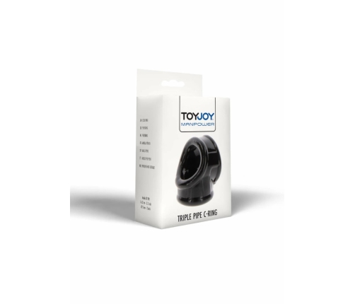 Manpower by TOYJOY Triple Pipe C-Ring Black TPR Support System 3cm/3.5cm
