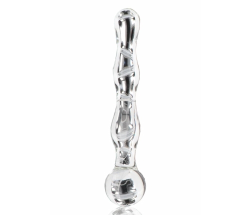 TOYJOY GLASS WORXX Sparkle Wand - Glass Intimate Massager, Wavy Design