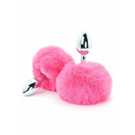 ToyJoy HAPPINESS Enchanting Bunnytail Aluminum Plug with Faux Fur Tail Silver