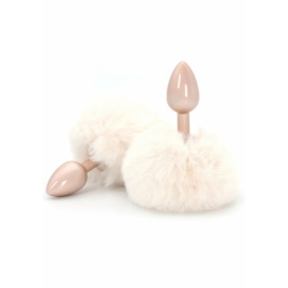 ToyJoy HAPPINESS Enchanting Bunnytail Aluminum Plug with Faux Fur Tail Silver