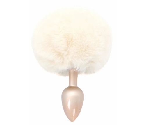 ToyJoy HAPPINESS Enchanting Bunnytail Aluminum Plug with Faux Fur Tail Silver