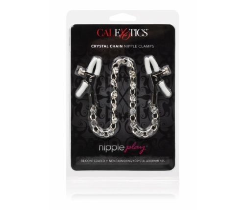 CalExotics Crystal Chain Adjustable Nipple Clamps with Silica Crystals