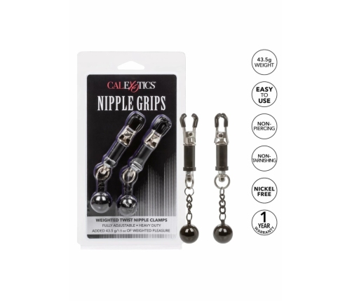 CalExotics Weighted Twist Adjustable Nipple Clamps with Swinging Weights