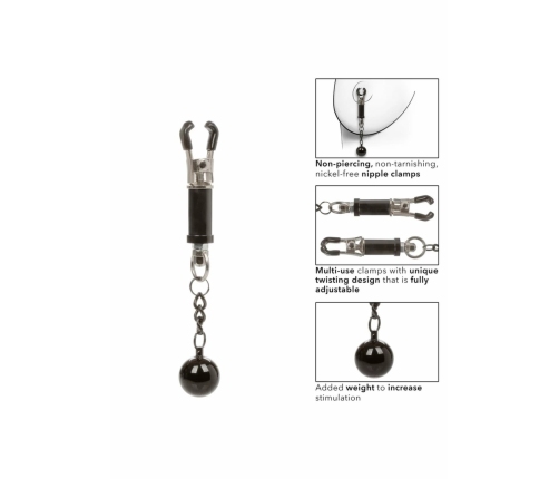 CalExotics Weighted Twist Adjustable Nipple Clamps with Swinging Weights