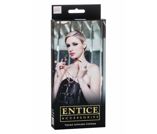 CalExotics Entice Tiered Adjustable Intimate Clamps with Chain, Gold
