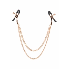CalExotics Entice Tiered Adjustable Intimate Clamps with Chain, Gold CalExotics Entice Tiered Adjustable Intimate Clamps with Chain, Gold