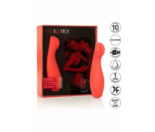 Red Hot Ignite Precision Clitoral Massager, 10 Modes, Waterproof, Red