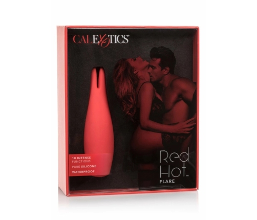 CalExotics Red Hot Flare Dual-Tip Silicone Massager, Rechargeable, Red