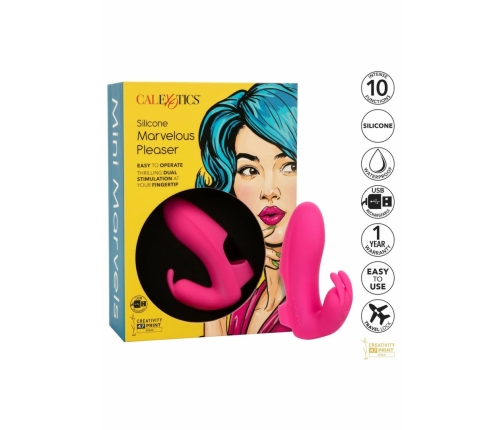 CalExotics Silicone Marvelous Pleaser Finger Vibe, 10 Modes, Pink