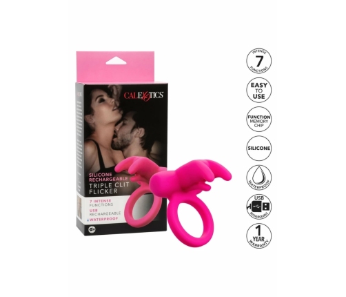 CalExotics Triple Clit Flicker Rechargeable Silicone Intimate Ring