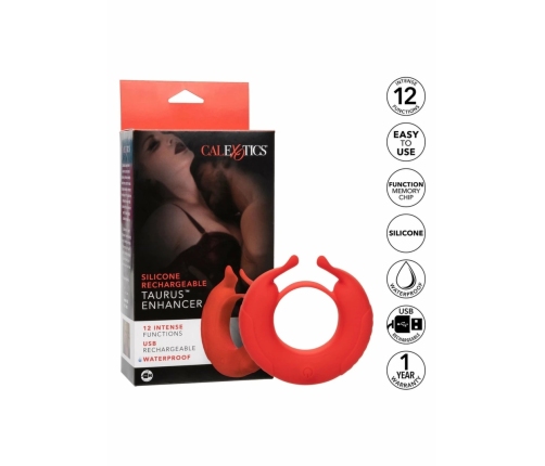 CalExotics Taurus Enhancer Rechargeable Silicone Ring, Dual Motors, Black