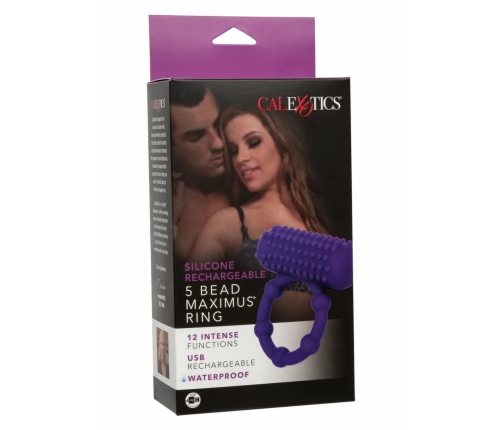 Maximus 5 Bead Rechargeable Silicone Ring - 12 Vibration Modes, Waterproof