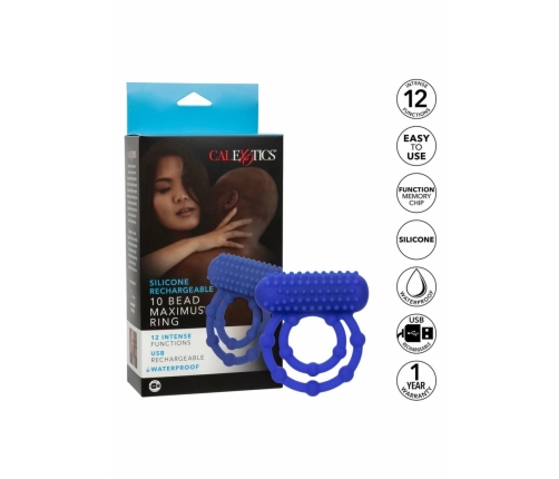 Pipedream 10 Bead Maximus Ring Rechargeable Dual-Ring System Silicone