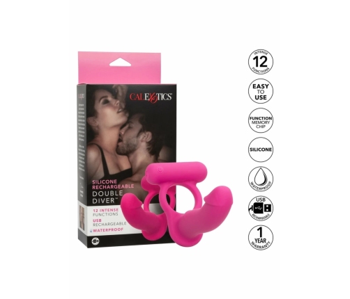 CalExotics Double Diver Silicone Rechargeable Intimate Ring Blue