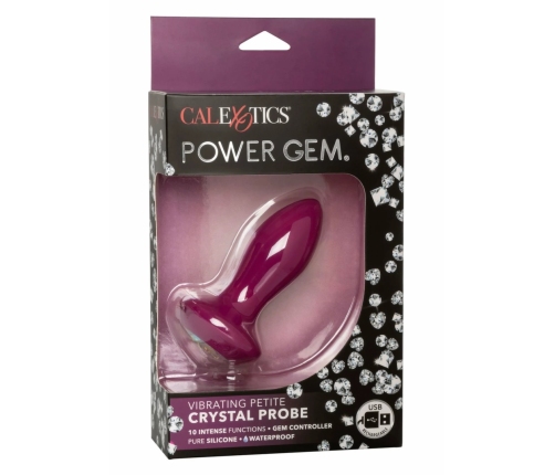 CalExotics Power Gem Vibrating Petite Crystal Probe, Silicone, Purple