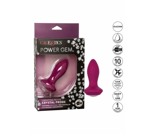 CalExotics Power Gem Vibrating Petite Crystal Probe, Silicone, Purple
