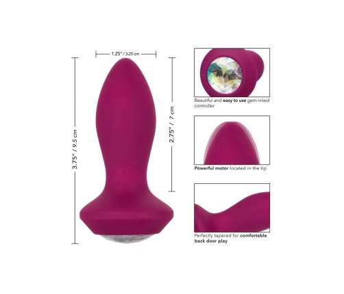 CalExotics Power Gem Vibrating Petite Crystal Probe, Silicone, Purple