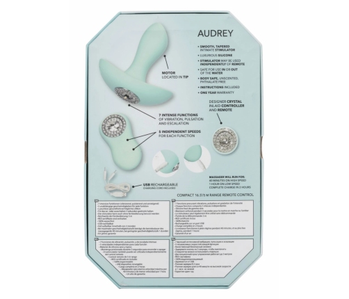 Pave Audrey Luxury Silicone Intimate Massager with Remote, Blue