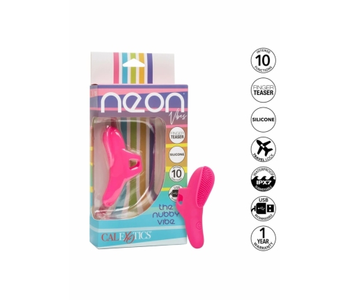 Neon Vibes The Nubby Vibe Finger Massager, 10 Modes, Waterproof, Pink