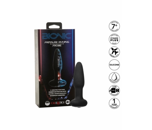 Bionic Pressure Rimming Probe Silicone Intimate Device, 7 Modes, Black