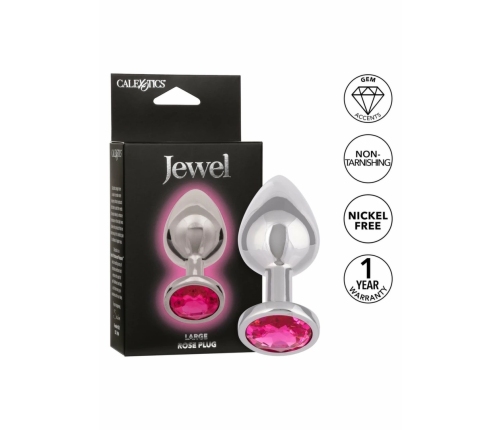 Jewel Large Rose Plug Metallic Intimate Accessory with Gem Accent