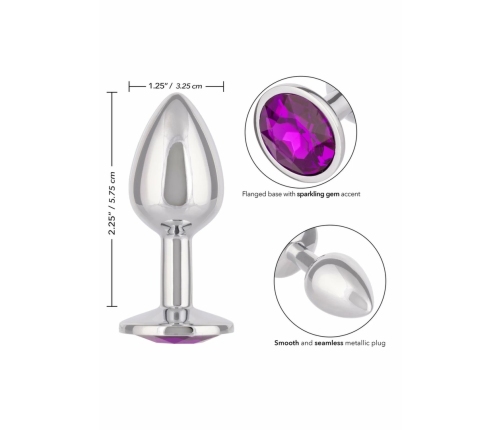 Jewel Small Amethyst Plug - Metallic Model with Gem Accent, Compact Size