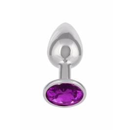 Jewel Small Amethyst Plug - Metallic Model with Gem Accent, Compact Size Jewel Small Amethyst Plug - Metallic Model with Gem Accent, Compact Size