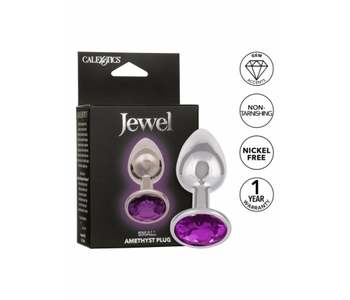 Jewel Small Amethyst Plug - Metallic Model with Gem Accent, Compact Size
