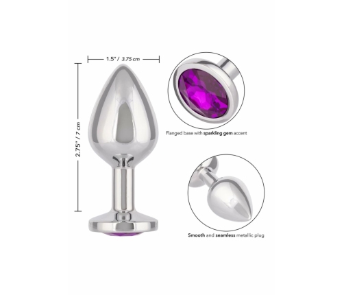 Jewel Large Amethyst Plug - Metallic Model with Decorative Gem, Size L