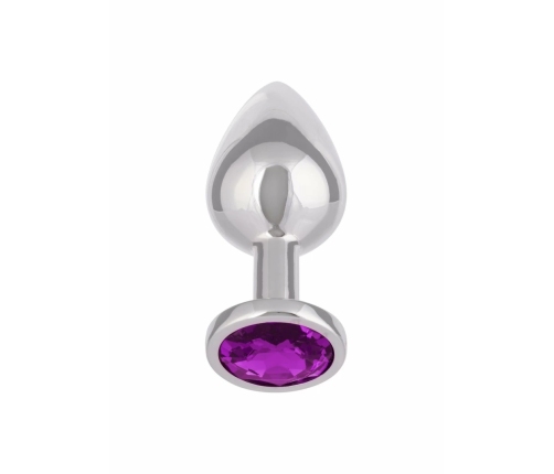 Jewel Large Amethyst Plug - Metallic Model with Decorative Gem, Size L