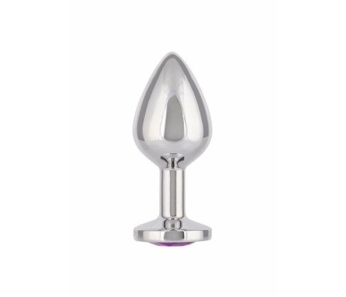 Jewel Large Amethyst Plug - Metallic Model with Decorative Gem, Size L