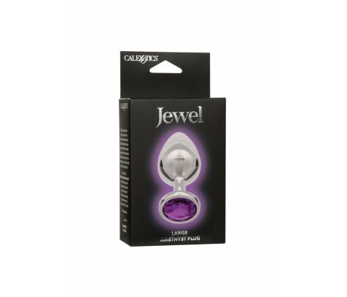 Jewel Large Amethyst Plug - Metallic Model with Decorative Gem, Size L