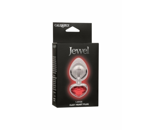Jewel Large Ruby Heart Plug - Metallic Intimate Accessory, Red Gem, Large
