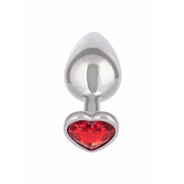 Jewel Large Ruby Heart Plug - Metallic Intimate Accessory, Red Gem, Large Jewel Large Ruby Heart Plug - Metallic Intimate Accessory, Red Gem, Large