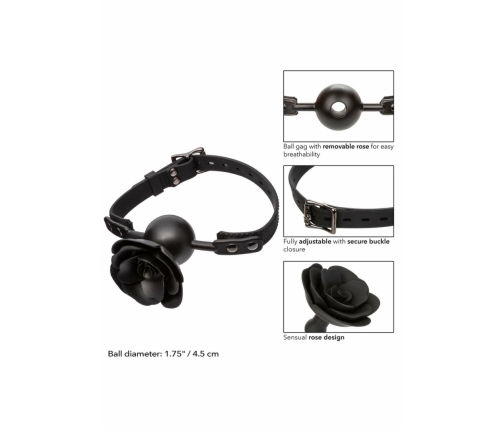 Forbidden Removable Rose Gag Silicone Adjustable Black 716770105356