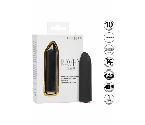 Raven Teaser Mini Massager, 10 Modes, Waterproof, USB Rechargeable