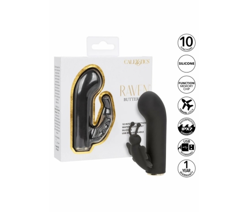 Raven Butterfly Mini Dual Massager - Compact Curved Design, Black