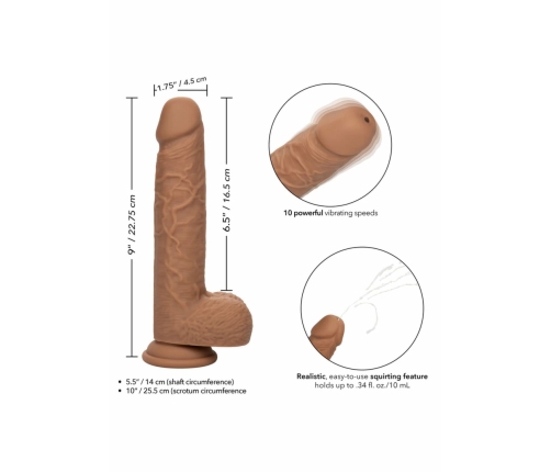 CalExotics Squirting Vibrating Stick Liquid Silicone 10-Speed 22 cm Beige