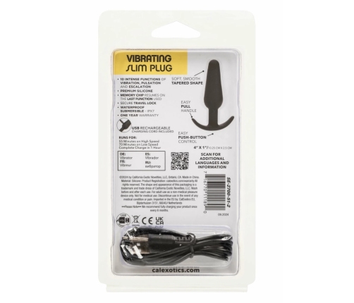 CalExotics Boundless Vibrating Slim Plug Black USB Rechargeable 10 Modes