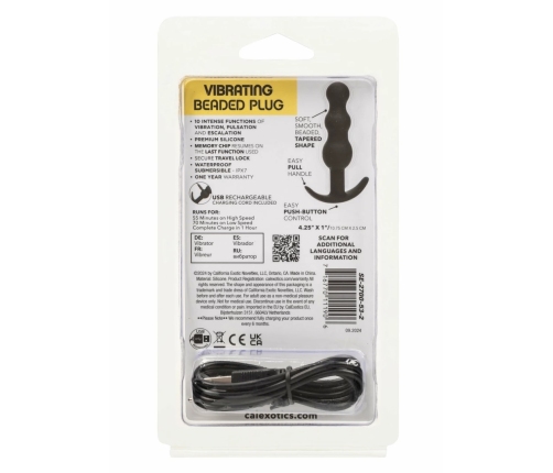 CalExotics Boundless Vibrating Beaded Plug Silicone Waterproof Black