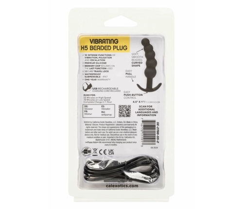 CalExotics Boundless Vibrating X5 Beaded Plug Silicone Waterproof Black