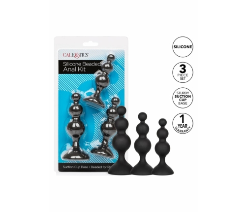 CalExotics Silicone Beaded Anal Kit 3-Piece Graduated Set Black